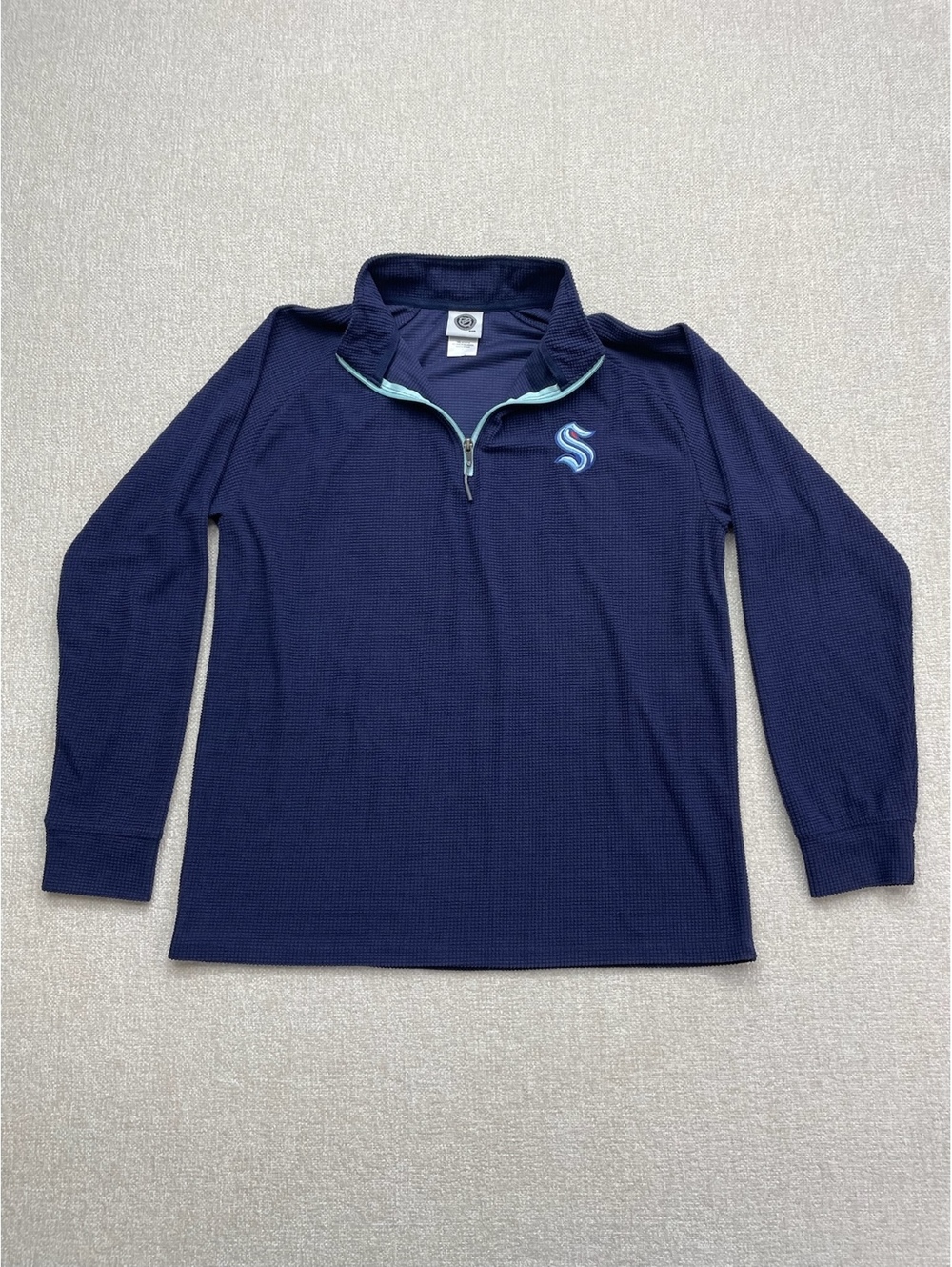 NHL Seattle Men's Navy Blue 1/4 Zip Pullover Sweatshirt Size L